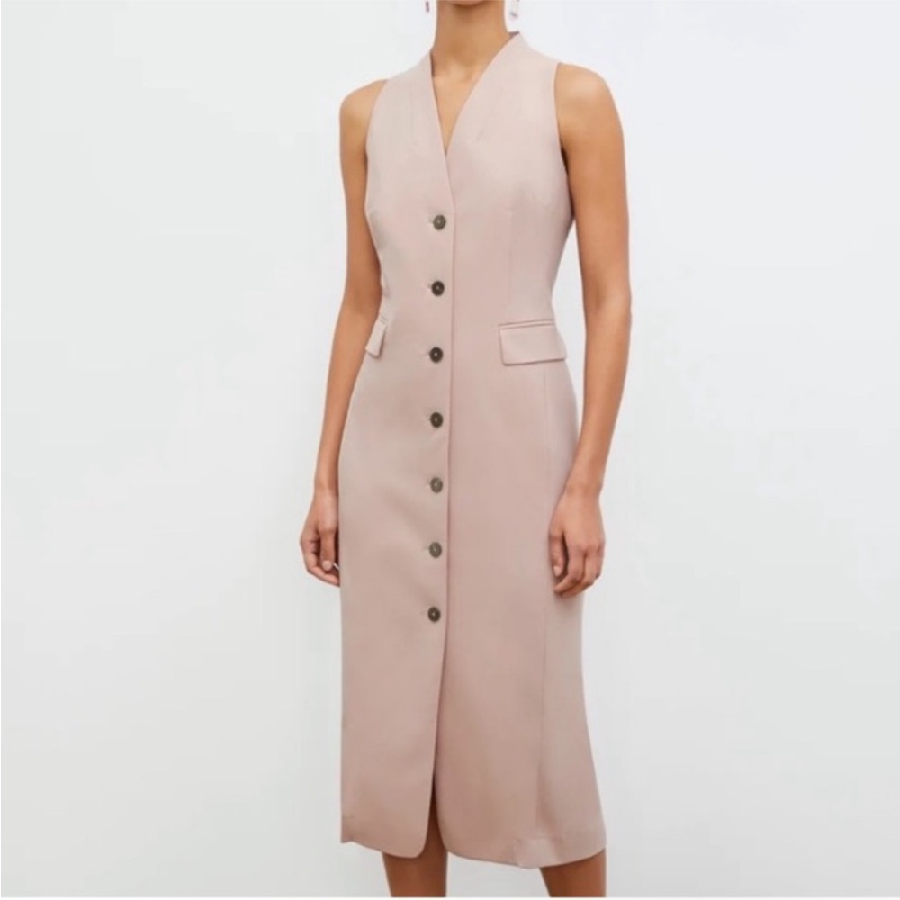 MM Lafleur Blush Pink Sleeveless Midi Button Front Dress